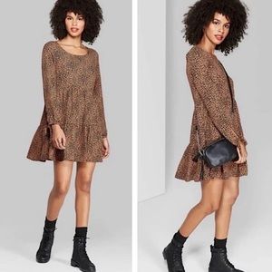 Target Wild Fable Leopard Babydoll Tiered Dress